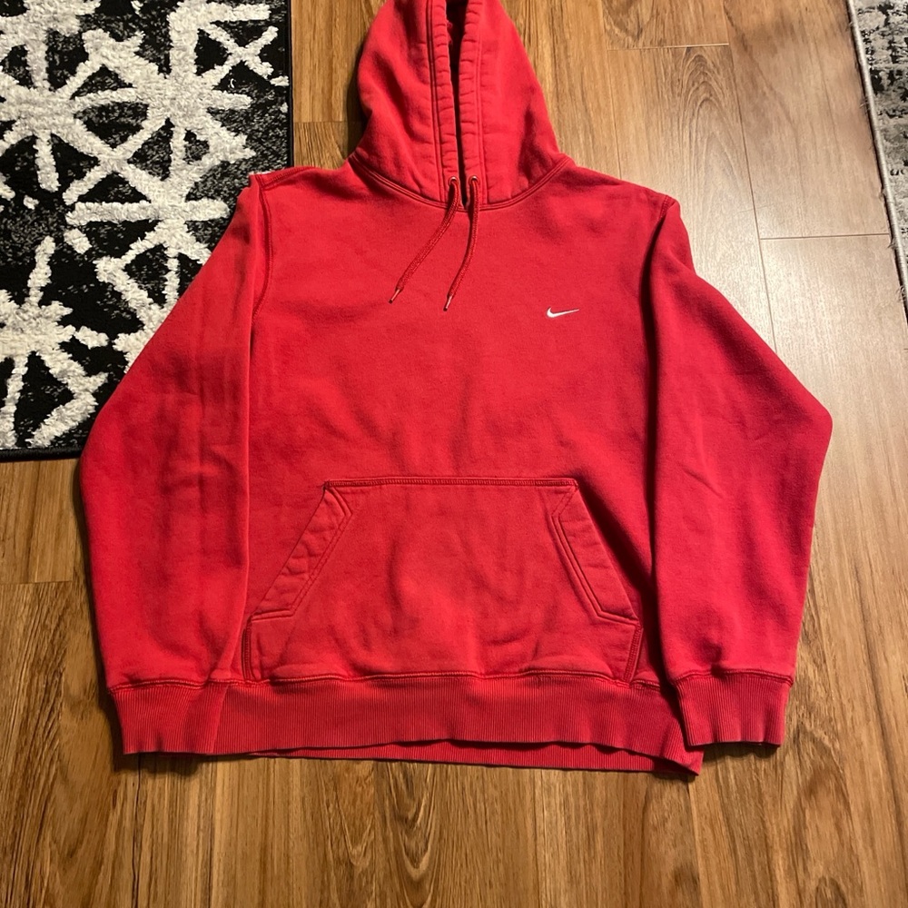 Nike Red Men's Hoodie with White Logo